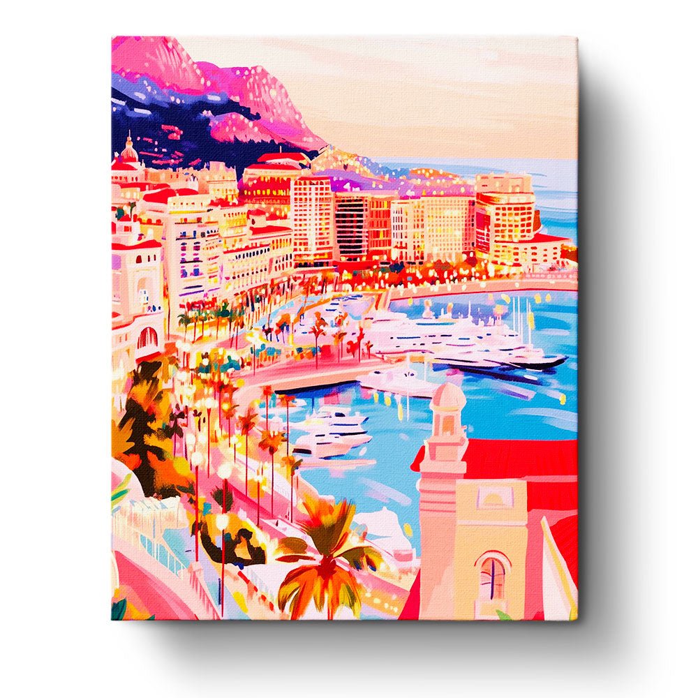 Vibrant Harbor View - Sea Landscape - BestPaintByNumbers - Paint by Numbers Custom Kit