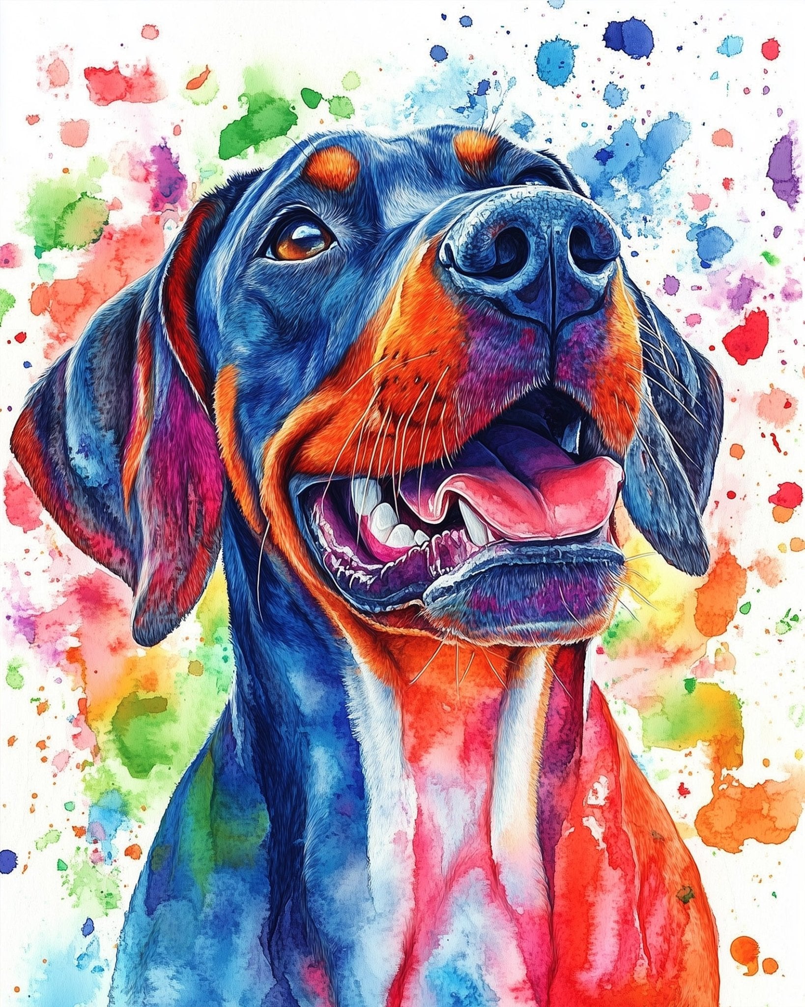 Vibrant Hound with Color Splash - Dogs - BestPaintByNumbers - Paint by Numbers Custom Kit