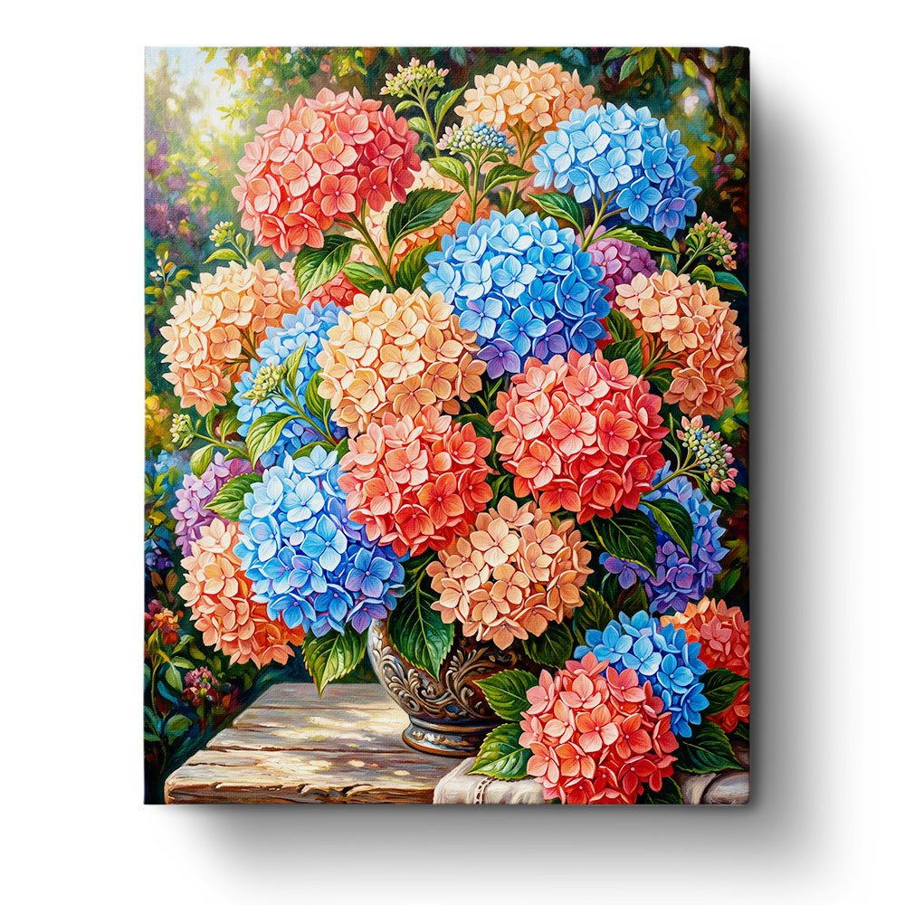 Vibrant Hydrangeas Bouquet - Flowers - BestPaintByNumbers - Paint by Numbers Custom Kit