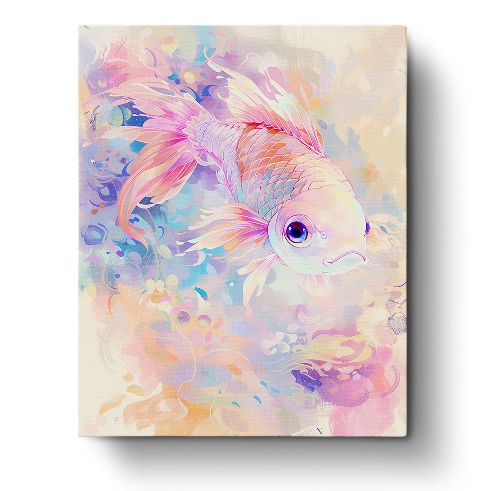 Fixed paint by numbers kit, 24 colors, 16x20in. Abstract koi with vibrant hues. Great for creativity and relaxation.