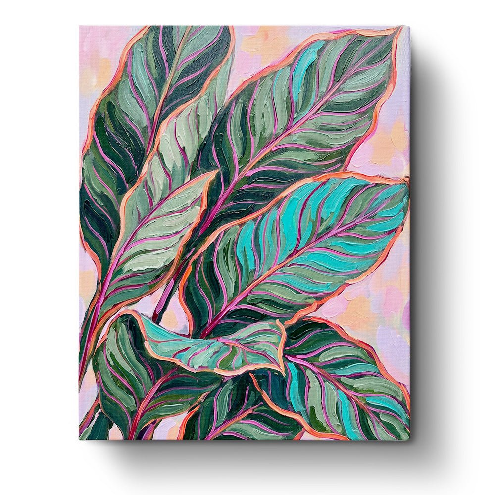 Vibrant Leaf Detail - Flowers - BestPaintByNumbers - Paint by Numbers Custom Kit