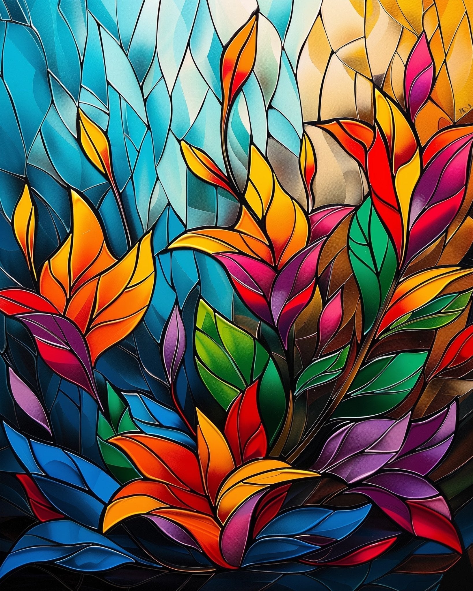 Vibrant Leaves - Meditation - BestPaintByNumbers - Paint by Numbers Custom Kit