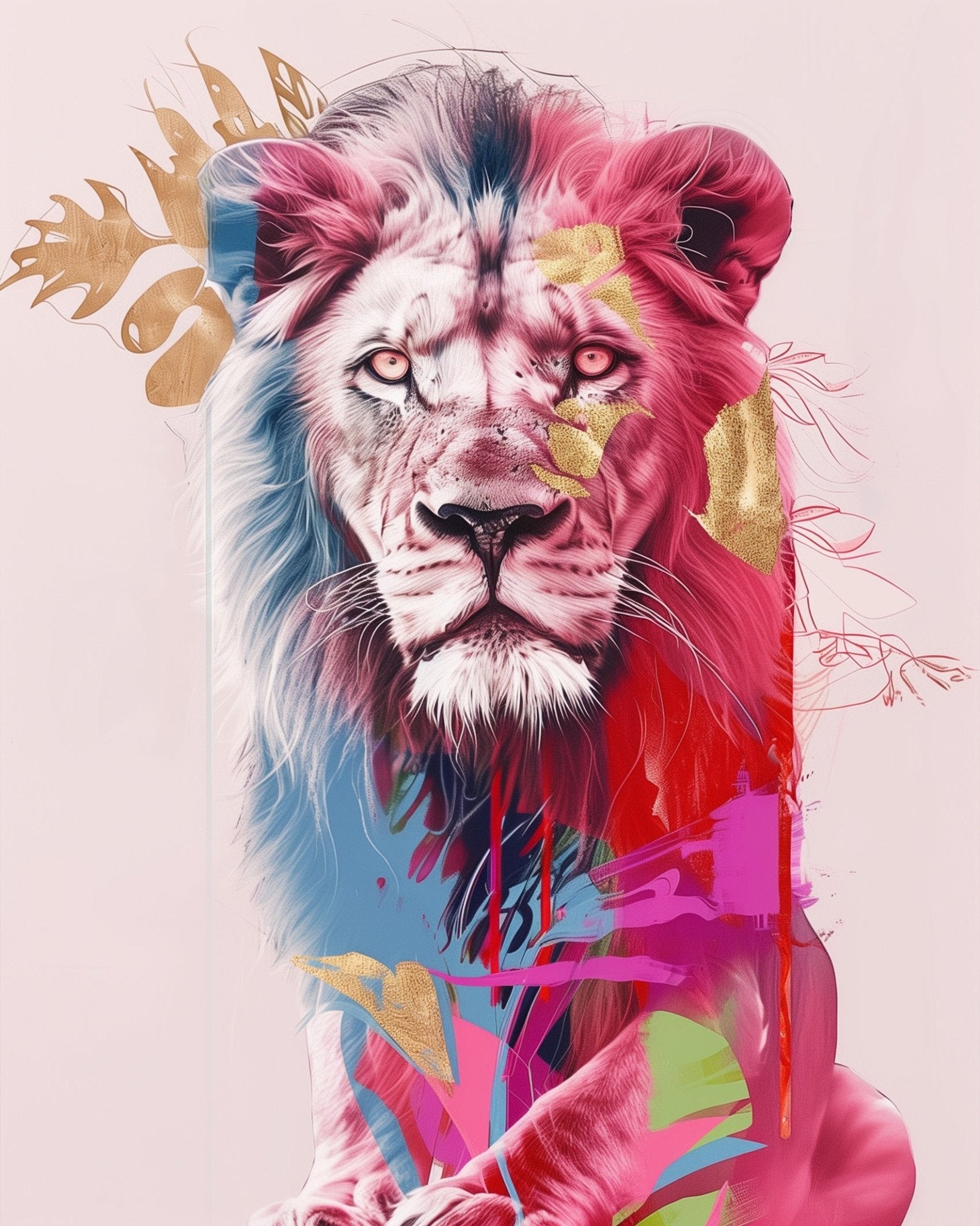 Fixed paint-by-number kit, 24 colors, 16x20in. Bold lion art in abstract style. Perfect for creativity and relaxation.