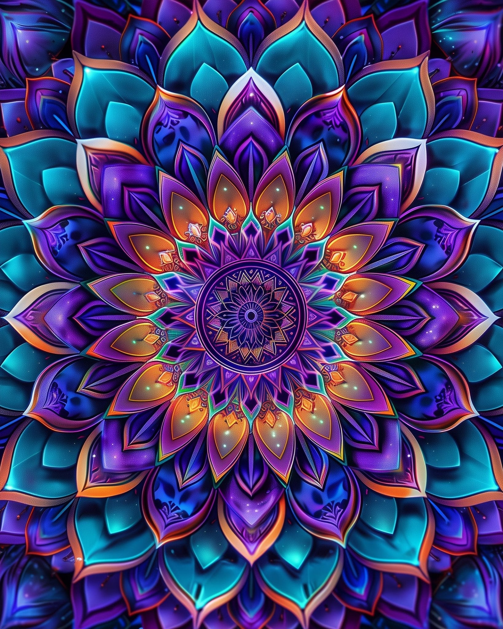 Fixed paint-by-number kit, 16x20in. Bold and vibrant lotus mandala, perfect for stress relief and mindful moments.