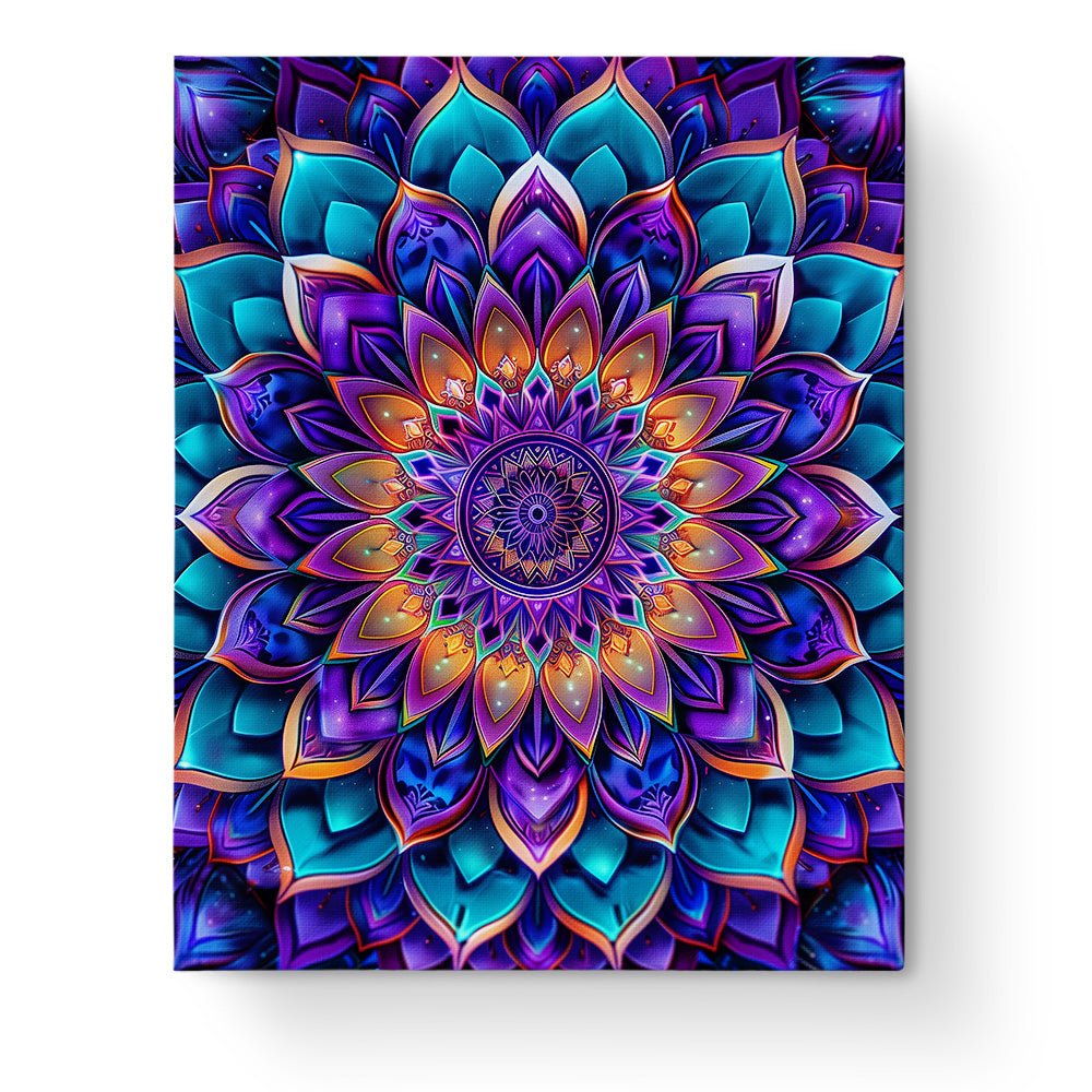 Fixed paint-by-number kit, 24 colors, 16x20in. Intricate lotus mandala design for relaxation and creativity.