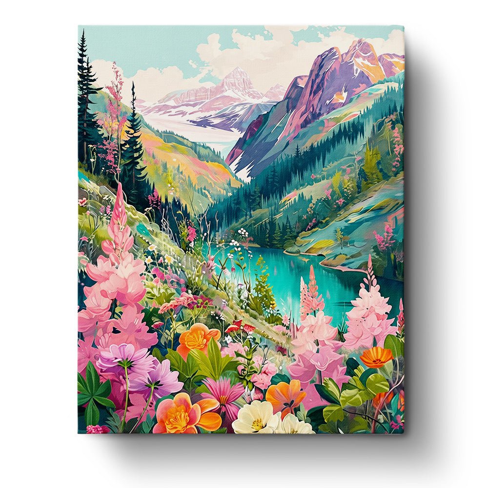 Vibrant Mountain Vista - Landscape - BestPaintByNumbers - Paint by Numbers Custom Kit
