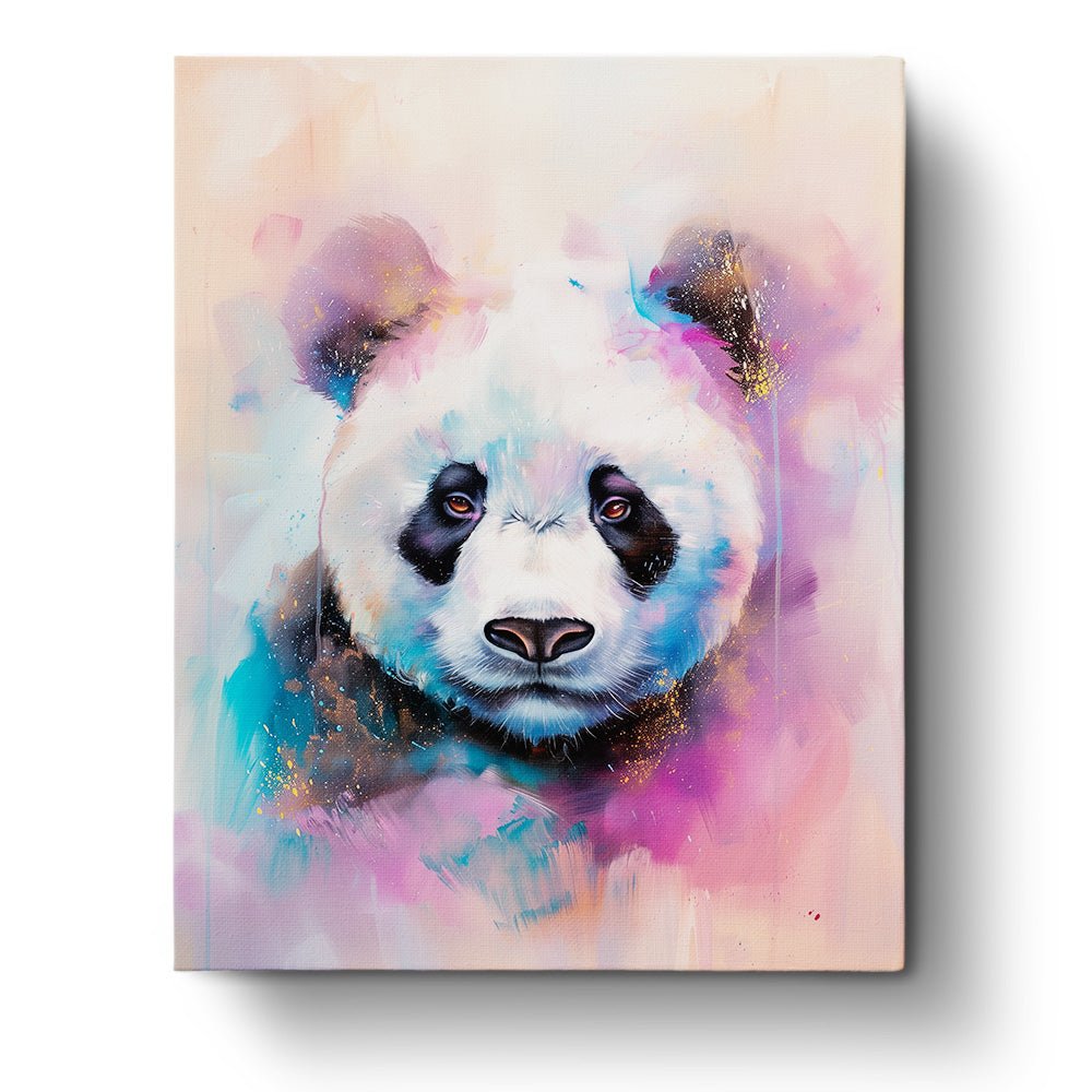 Fixed paint by numbers, 24 colors, panda portrait with bold strokes. Embrace creativity and relaxation.