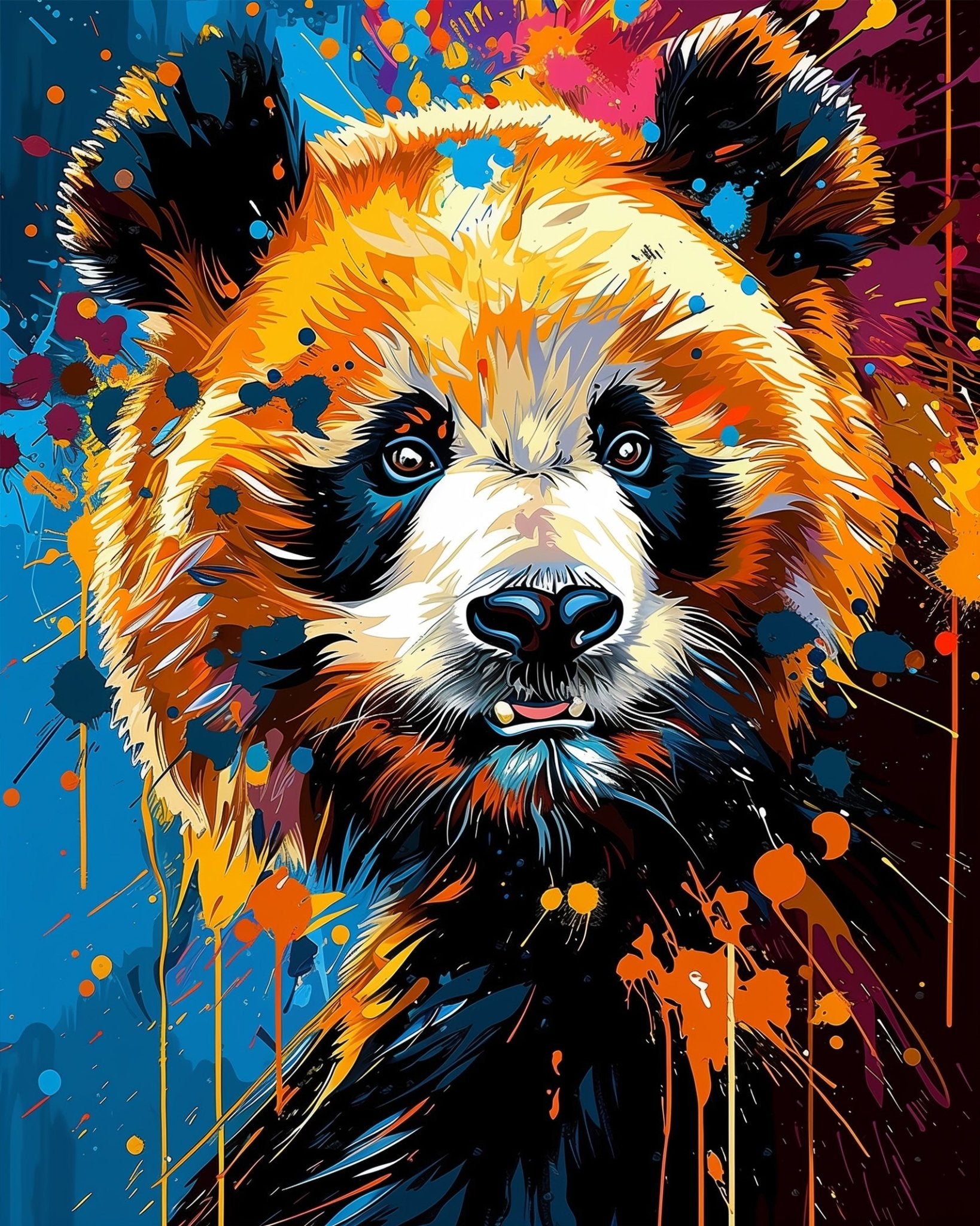Fixed paint-by-number kit, 24 colors, 12x16in. Bold panda design, perfect for relaxation and artistic mindfulness.