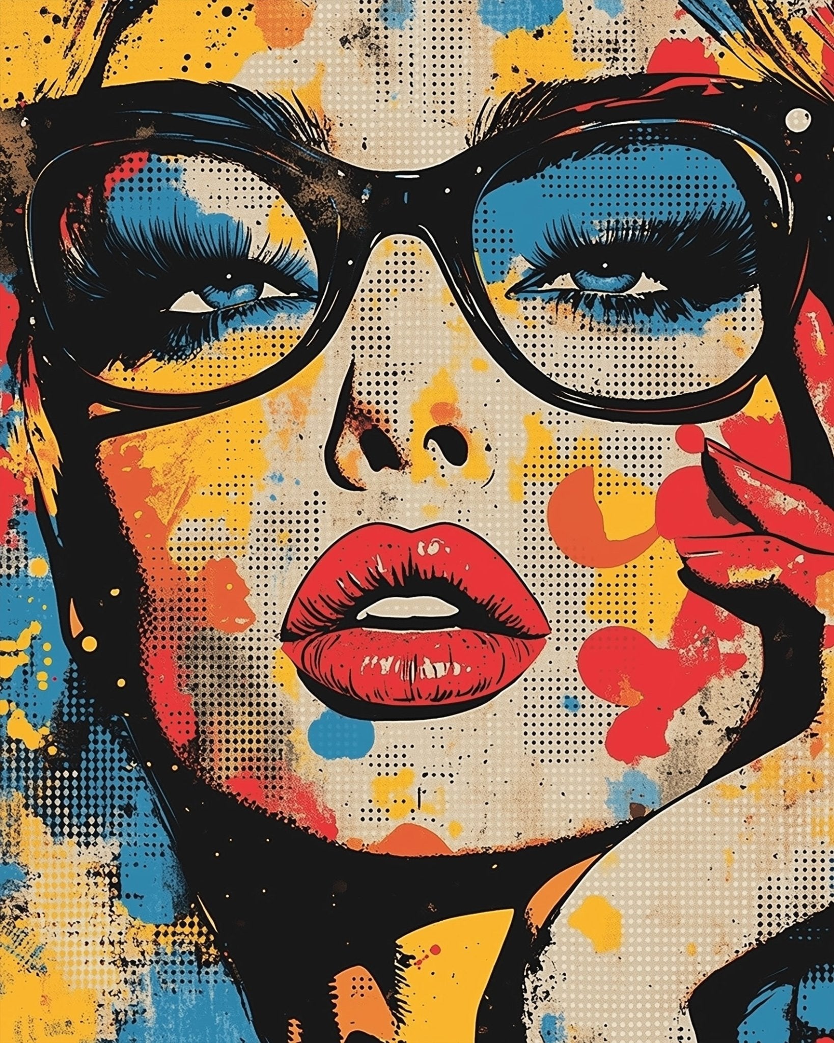 Vibrant Pop Art Face - Pop Art - BestPaintByNumbers - Paint by Numbers Custom Kit