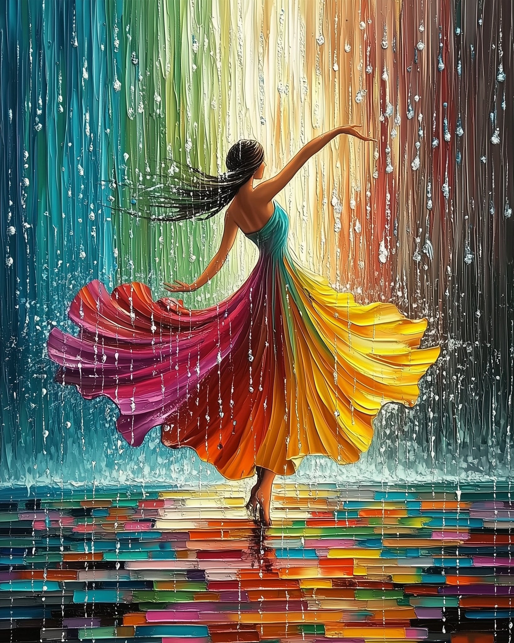 Vibrant Rain Dance - BestPaintByNumbers - Paint by Numbers Custom Kit