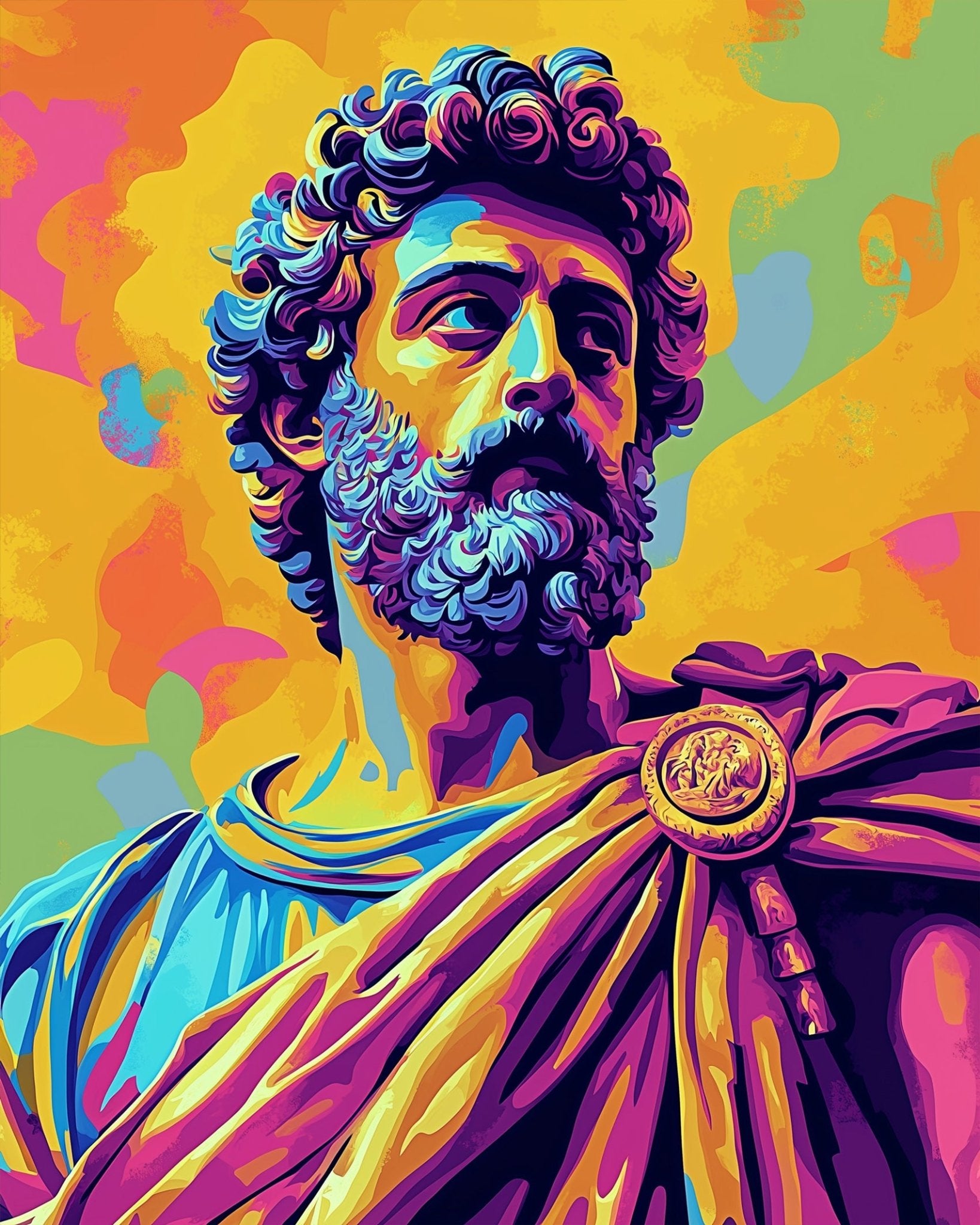 Vibrant Roman Bust - Pop Art - BestPaintByNumbers - Paint by Numbers Custom Kit