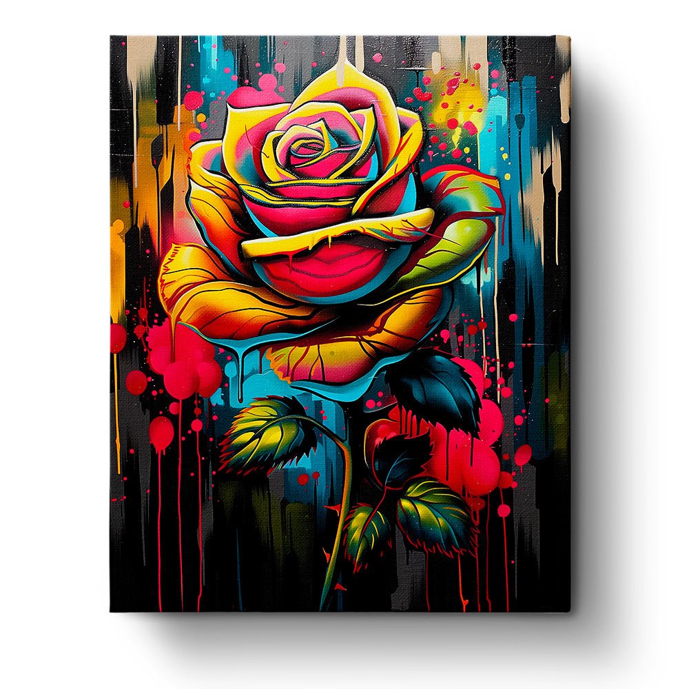 Fixed paint-by-number kit, 24 colors, 16x20in. Bold rose blooms in vibrant hues for a serene painting experience.