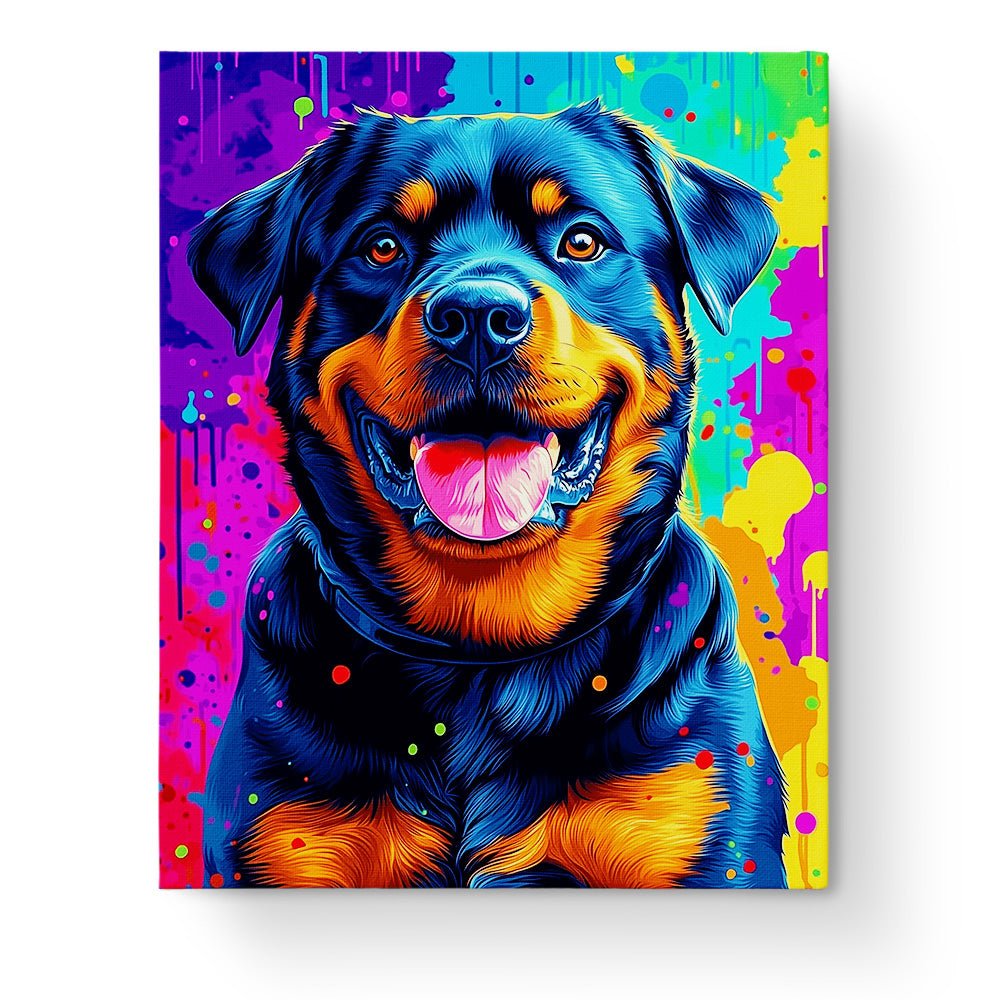 Vibrant Rottweiler Portrait - Dogs - BestPaintByNumbers - Paint by Numbers Custom Kit
