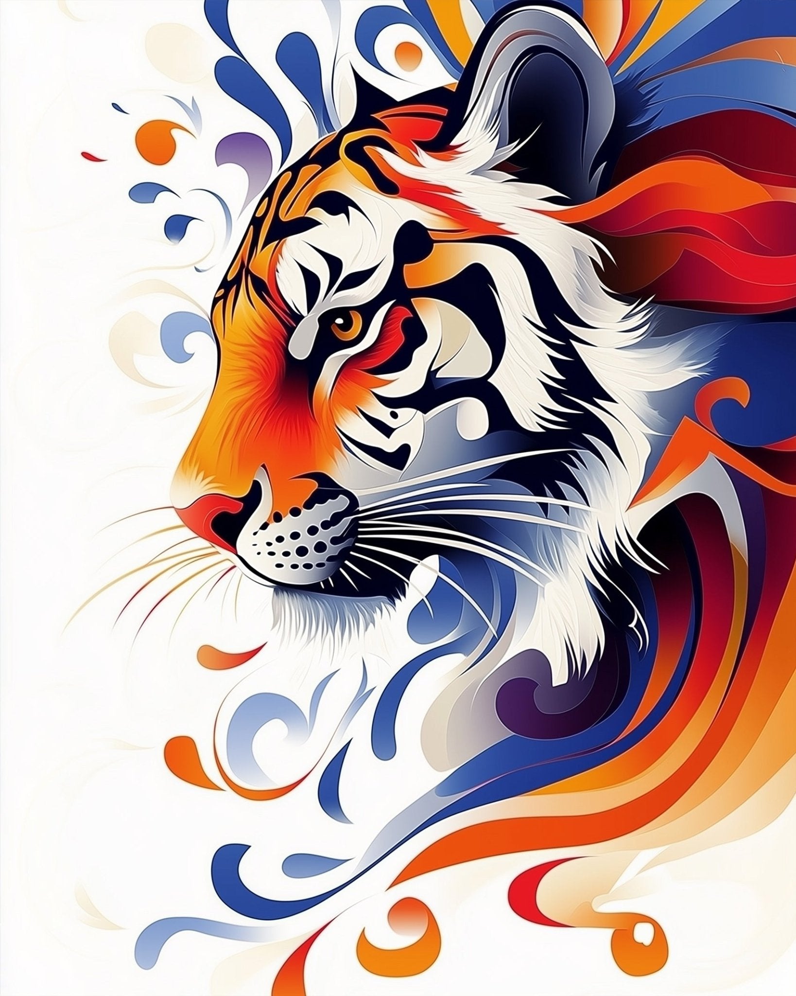 Vibrant Tiger Harmony - Asian Art - BestPaintByNumbers - Paint by Numbers Custom Kit