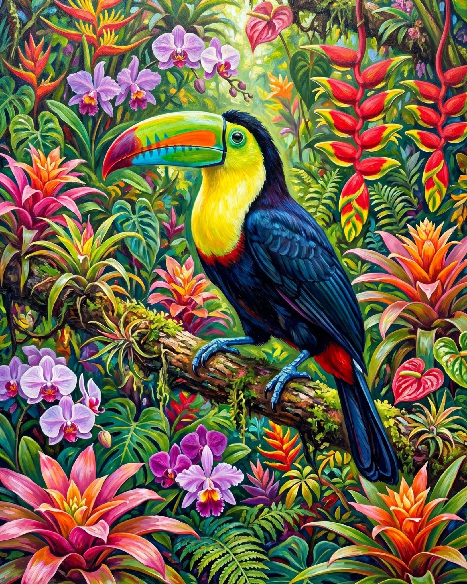 Vibrant Toucan in Jungle - Animals - BestPaintByNumbers - Paint by Numbers Custom Kit