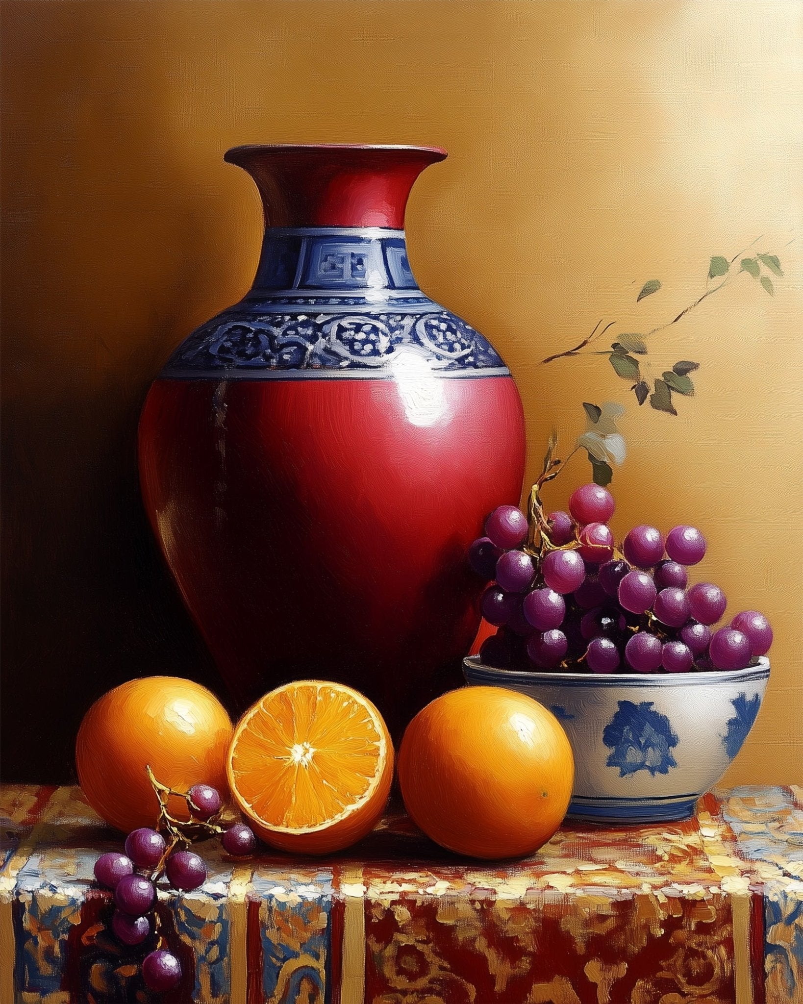 Vibrant Vase with Fruit - Still Life - BestPaintByNumbers - Paint by Numbers Custom Kit