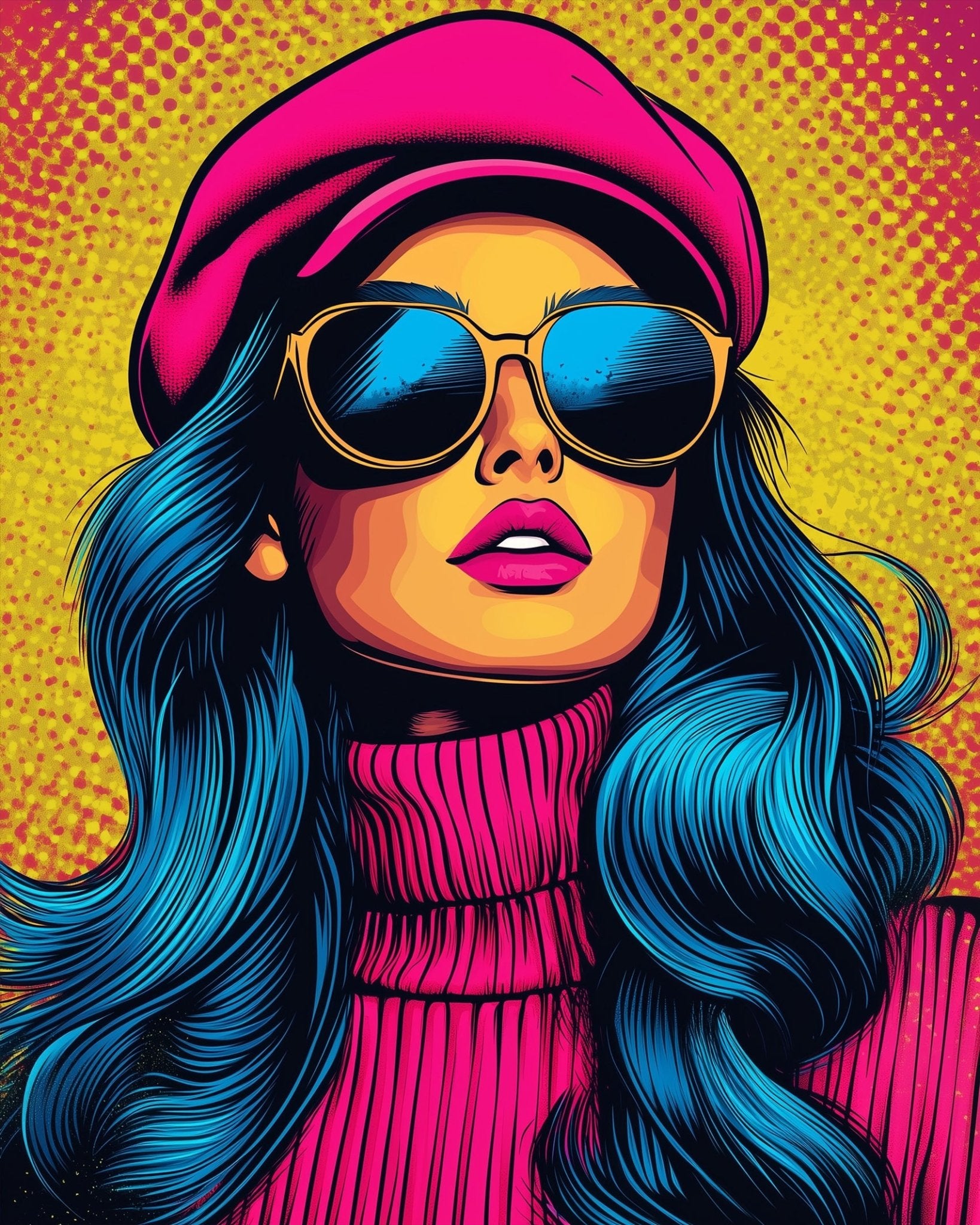 Vibrant Woman Portrait - Pop Art - BestPaintByNumbers - Paint by Numbers Custom Kit