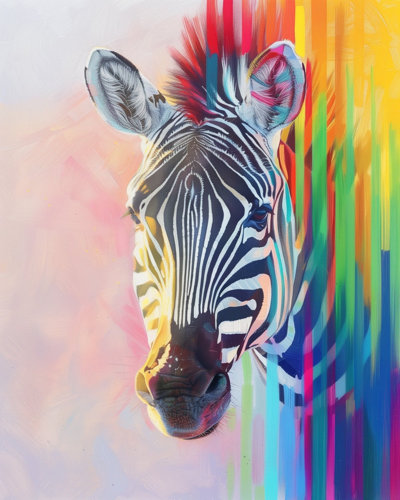 Vivid zebra image, fixed kit, 24 colors, 12x16in. Enjoy relaxation and artistic therapy with BestPaintByNumbers.