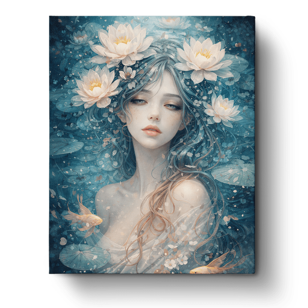 Water Lily Serenity - Floral Women - BestPaintByNumbers - Paint by Numbers Custom Kit