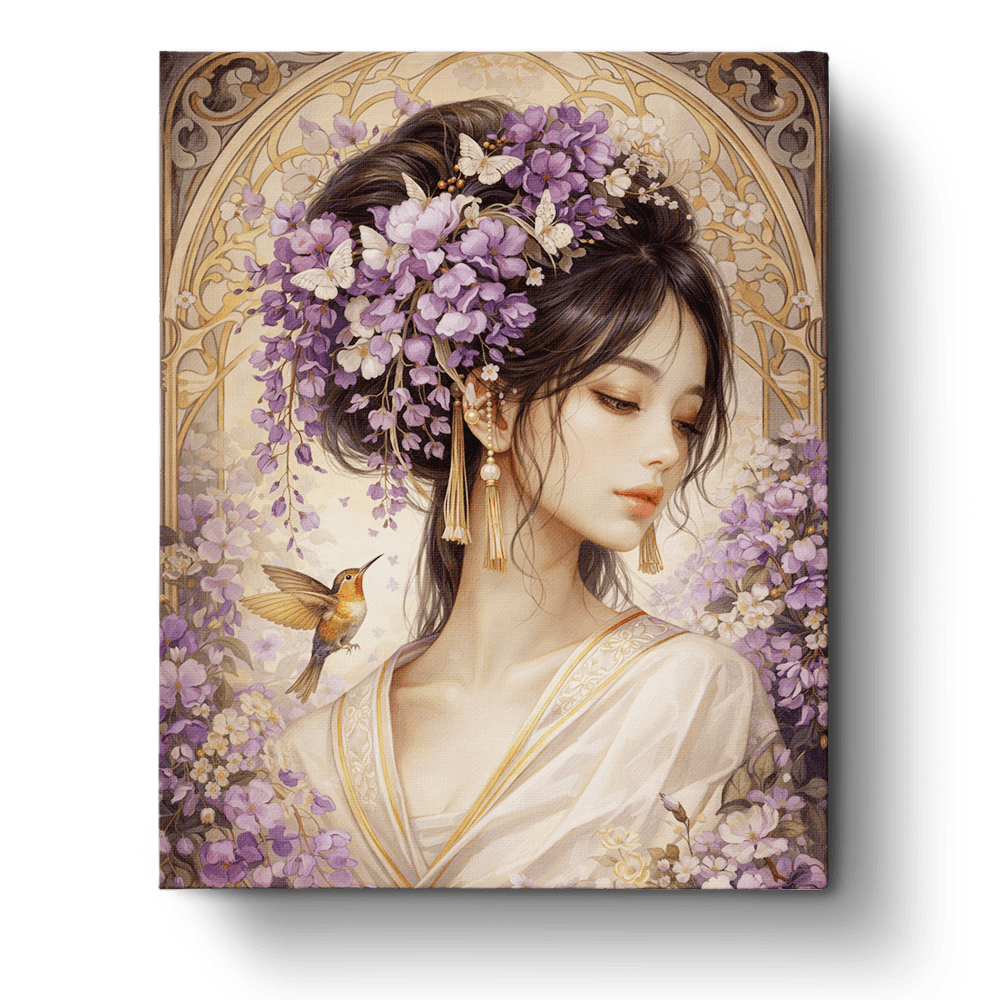 Whimsical Blooms Woman - Floral Women - BestPaintByNumbers - Paint by Numbers Custom Kit