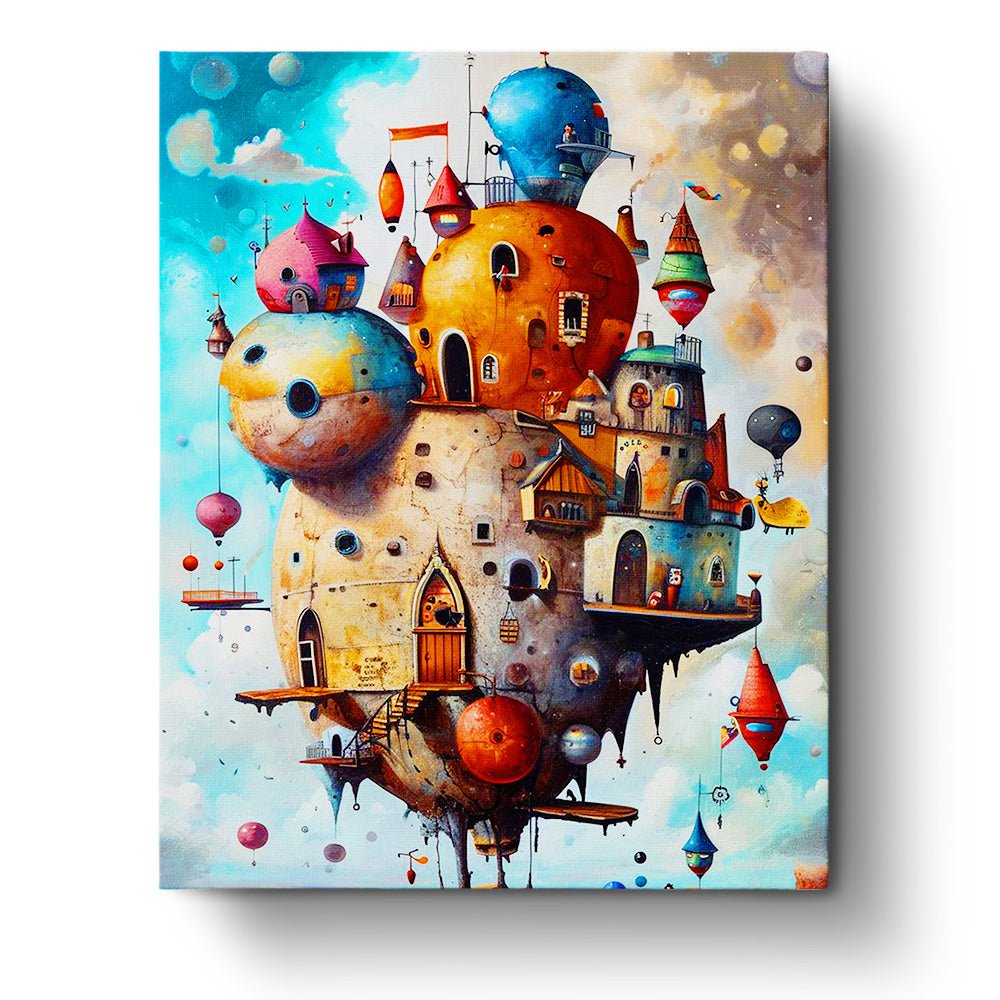 Whimsical Floating City - Surrealism - BestPaintByNumbers - Paint by Numbers Custom Kit