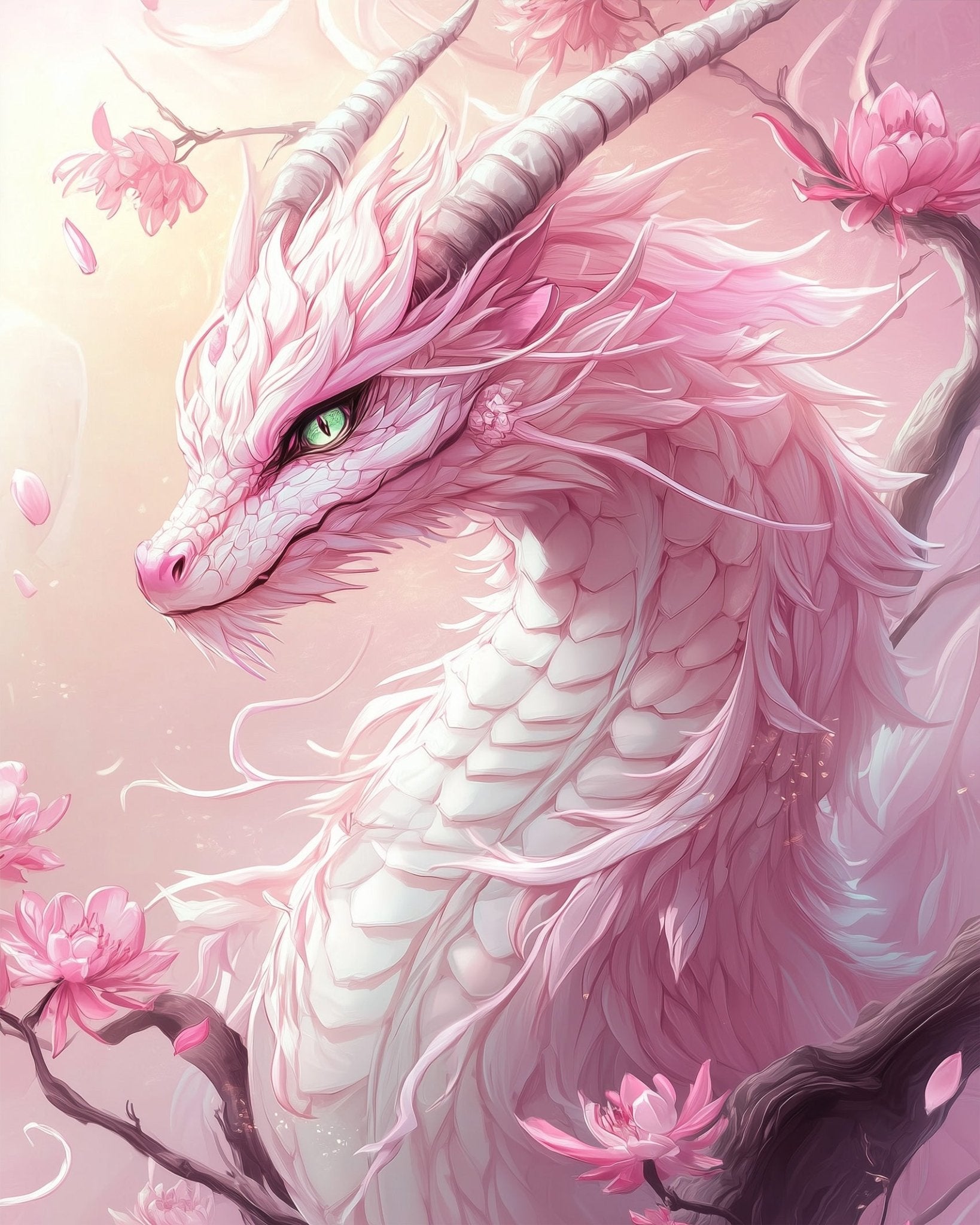 Whimsical Pink Dragon - Asian Art - BestPaintByNumbers - Paint by Numbers Custom Kit