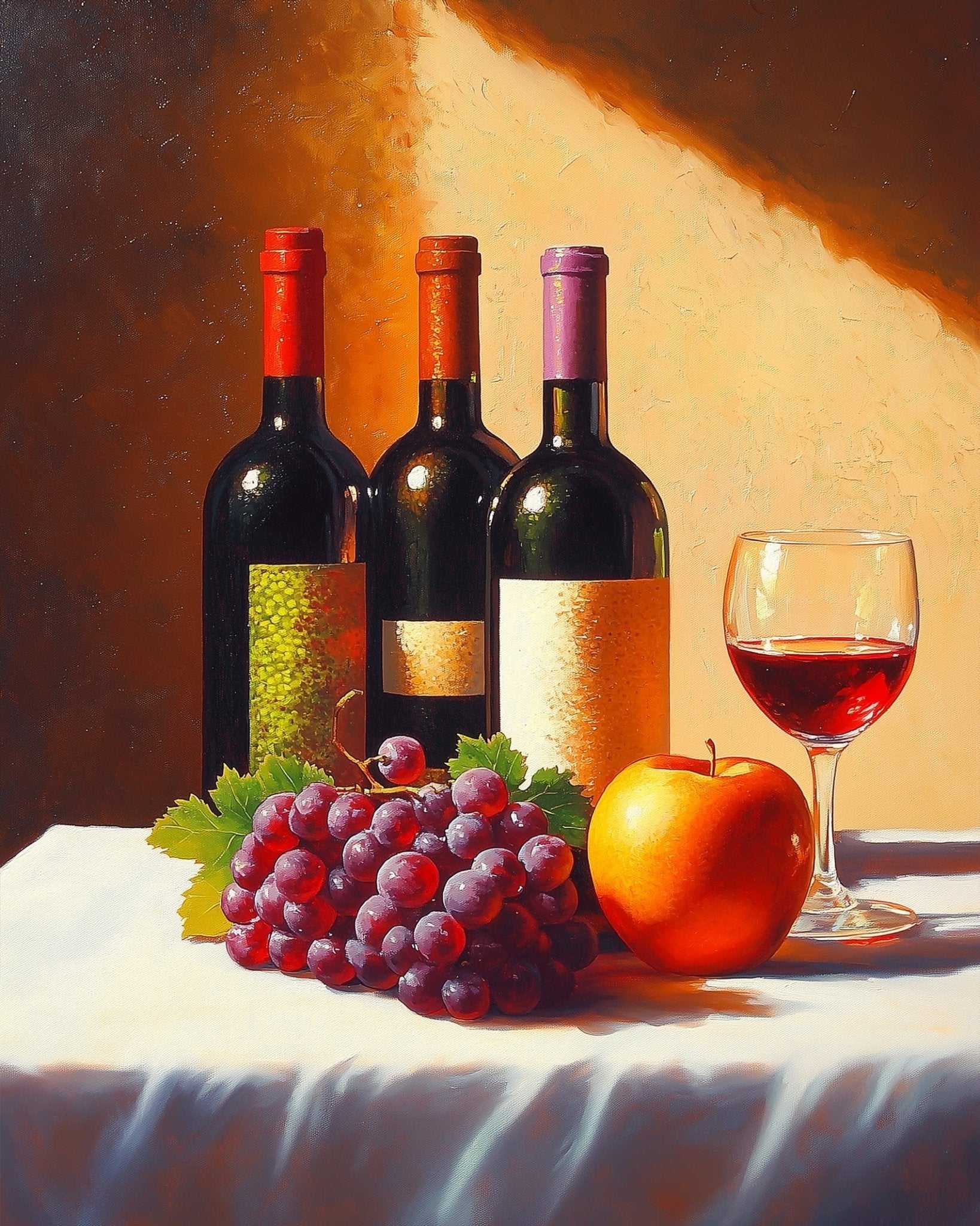 Wine and Fruit Elegance - Still Life - BestPaintByNumbers - Paint by Numbers Custom Kit