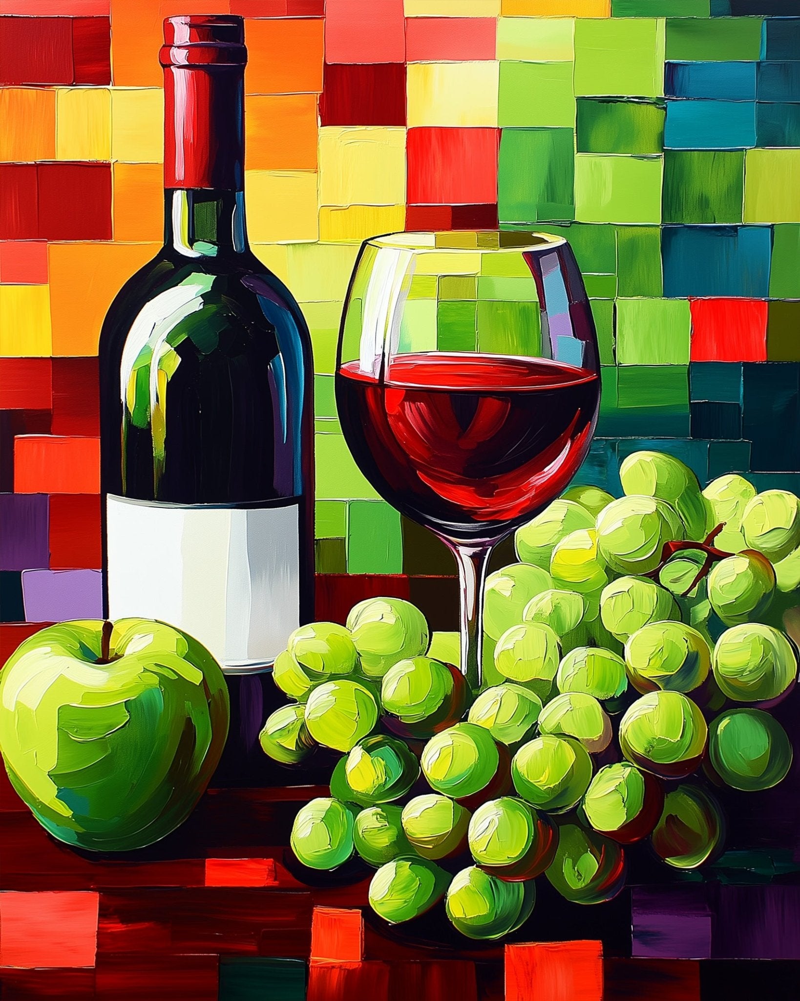 Wine and Fruit Harmony - Still Life - BestPaintByNumbers - Paint by Numbers Custom Kit