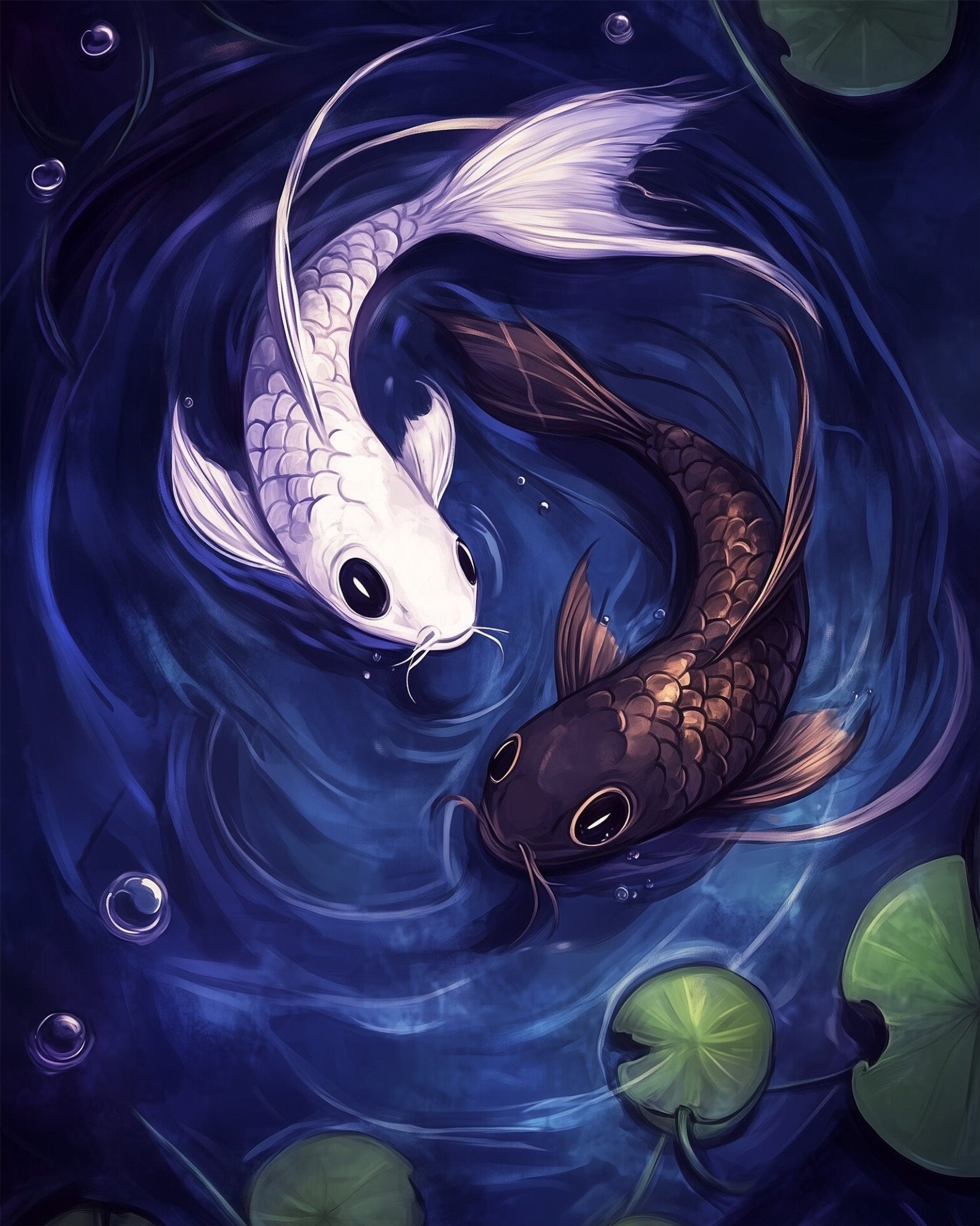 Yin Yang Koi Fish - Asian Art - BestPaintByNumbers - Paint by Numbers Custom Kit