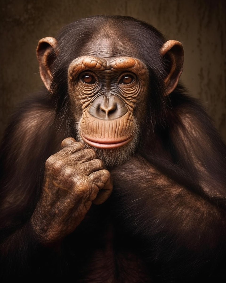 Chimpanzee art kit, 24 colors, 16x20in. Intricate primate portrait. Ideal for mindful relaxation and painting enjoyment.