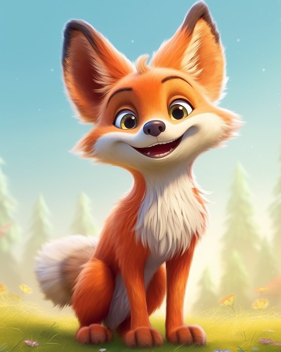 Fixed kit, 24 colors, 12x16in. Cheerful fox with bold strokes. Perfect for stress relief.