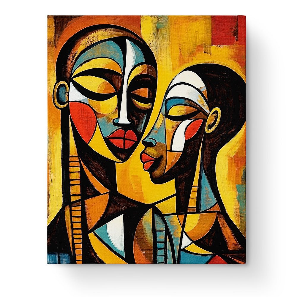 Abstract Couple in Warm Tones - Cubism - BestPaintByNumbers - Paint by Numbers Custom Kit
