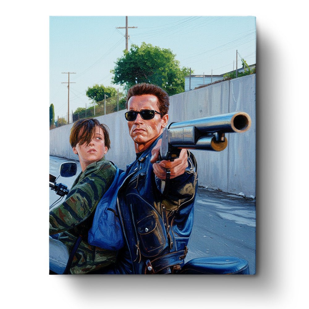 Action Duo on Motorbike - Movies - BestPaintByNumbers - Paint by Numbers Custom Kit