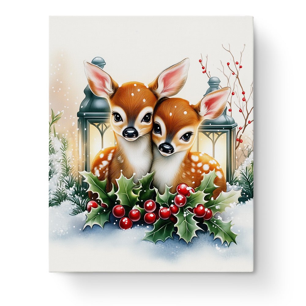 Adorable Fawns by Lantern - Christmas - BestPaintByNumbers - Paint by Numbers Custom Kit