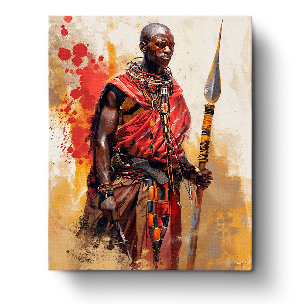 African Masai Warrior - BestPaintByNumbers - Paint by Numbers Custom Kit