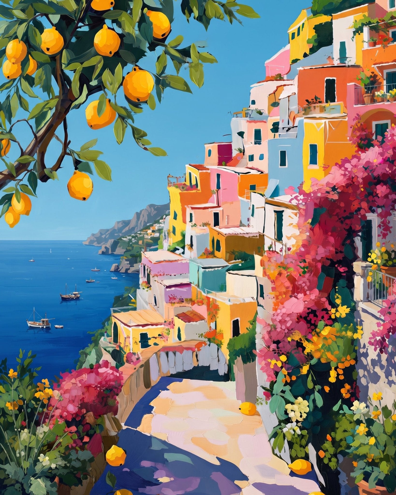 Amalfi Coast in Bloom - Places - BestPaintByNumbers - Paint by Numbers Custom Kit