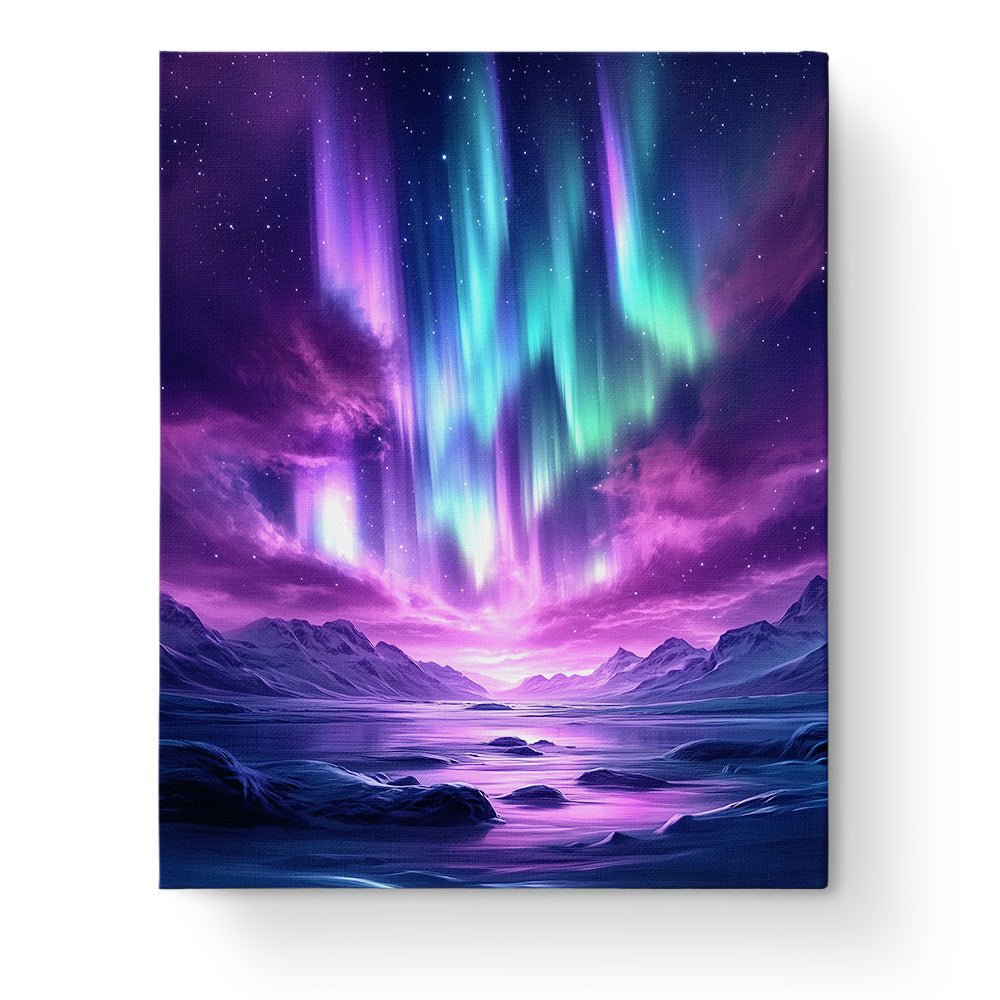 Aurora Over Icy Landscape - Galaxies - BestPaintByNumbers - Paint by Numbers Custom Kit