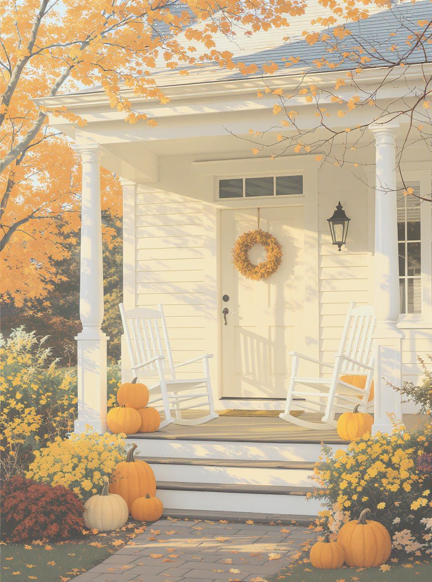 Autumn Porch Serenity - Halloween - BestPaintByNumbers - Paint by Numbers Custom Kit
