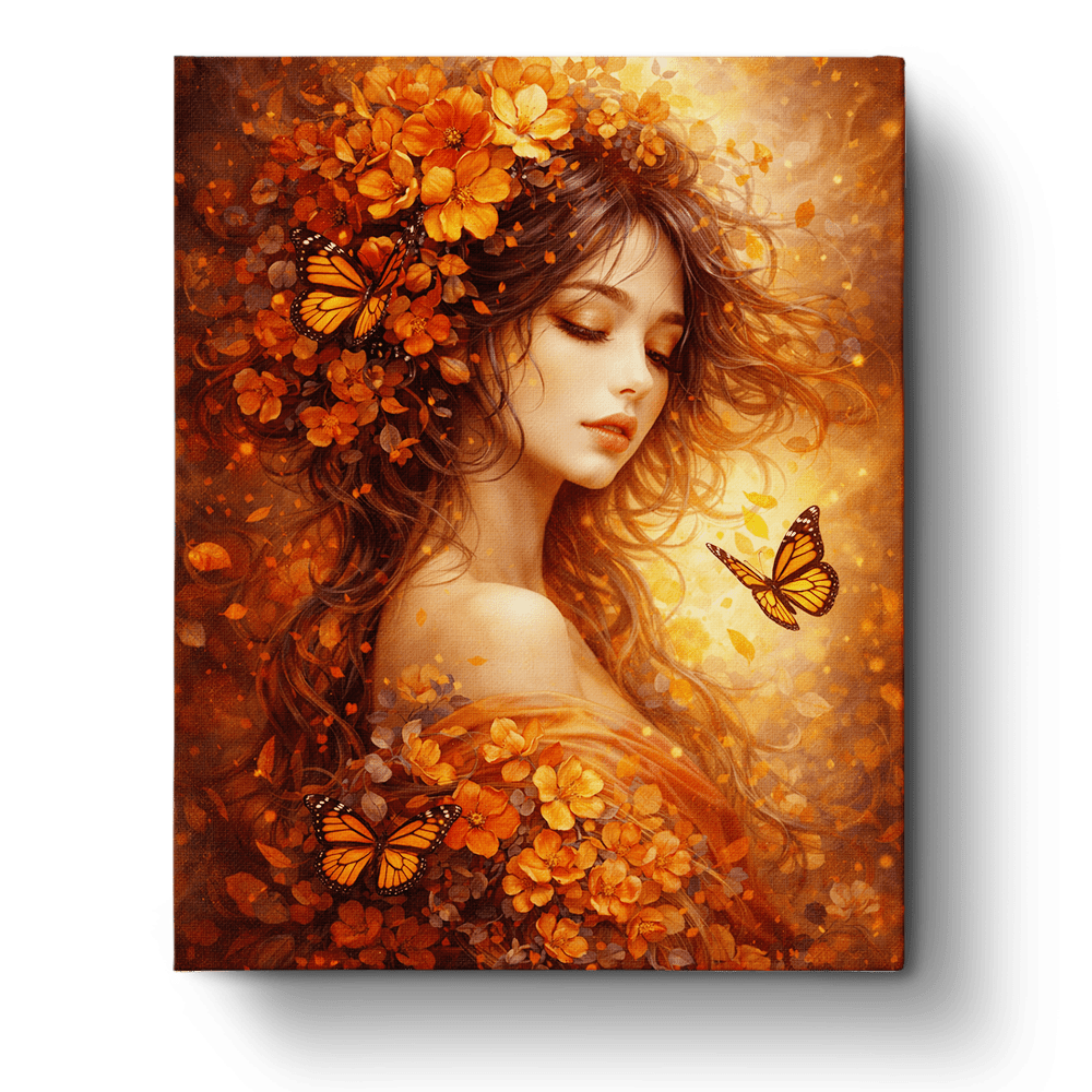 Autumnal Harmony - Floral Women - BestPaintByNumbers - Paint by Numbers Custom Kit