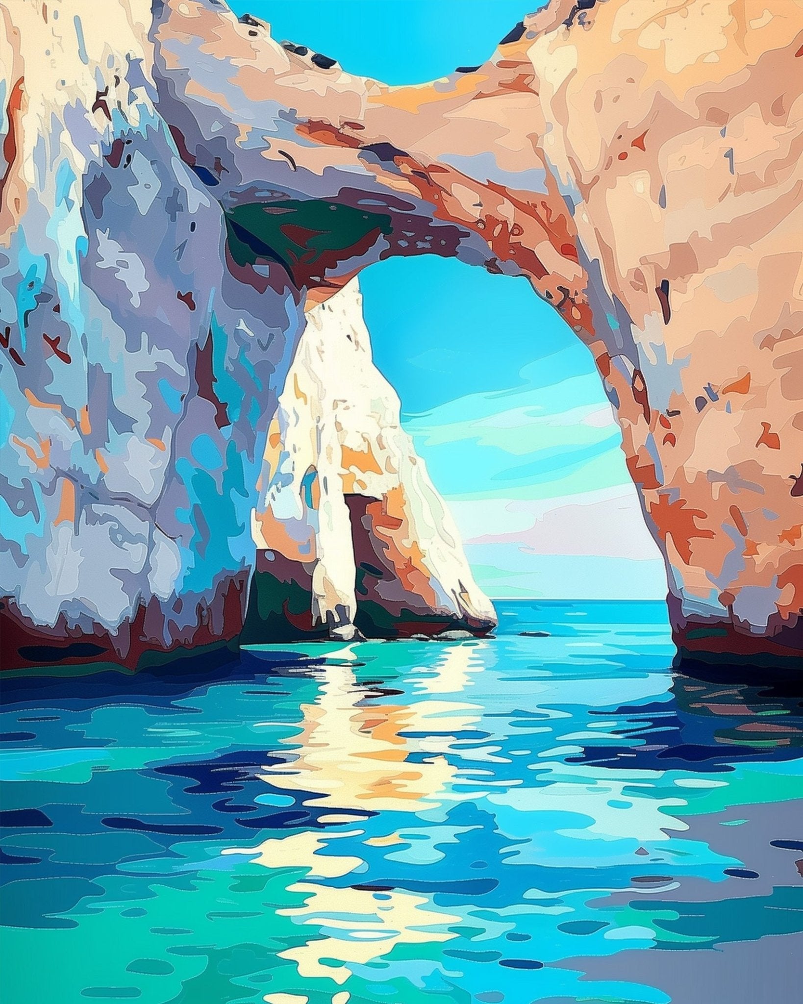 Azure Archway Serenity - Sea Landscape - BestPaintByNumbers - Paint by Numbers Custom Kit