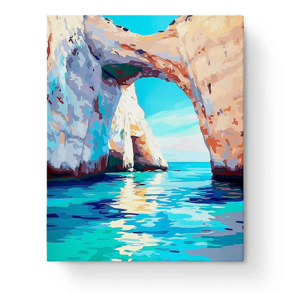 Azure Archway Serenity - Sea Landscape - BestPaintByNumbers - Paint by Numbers Custom Kit