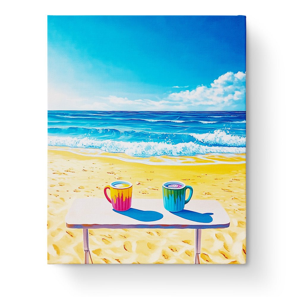 Beachfront Coffee Bliss - Summer - BestPaintByNumbers - Paint by Numbers Custom Kit