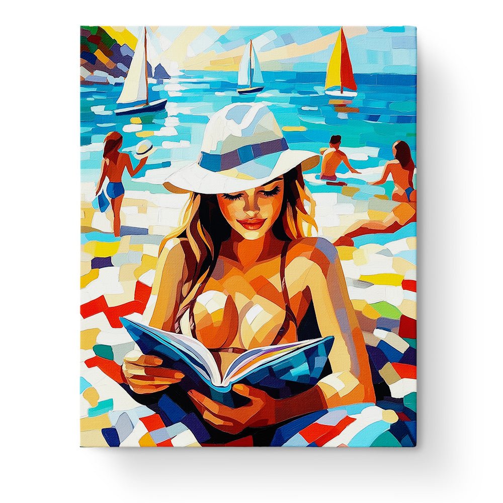 Beachside Serenity Reading - Summer - BestPaintByNumbers - Paint by Numbers Custom Kit