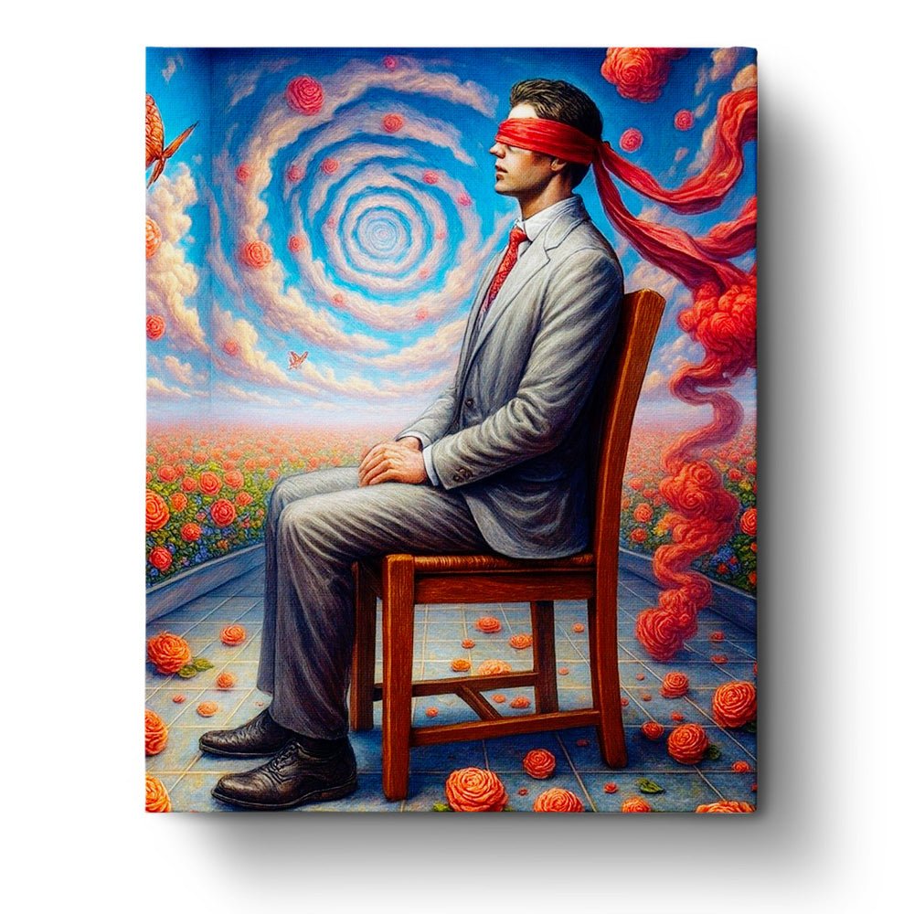 Blindfolded Visionary with Roses - Surrealism - BestPaintByNumbers - Paint by Numbers Custom Kit