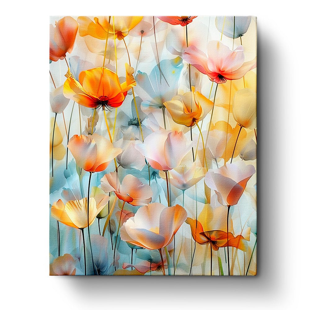 Fixed paint-by-number kit, 24 colors, 12x16in. Wildflowers in soft hues. BestPaintByNumbers for relaxation and creativity.