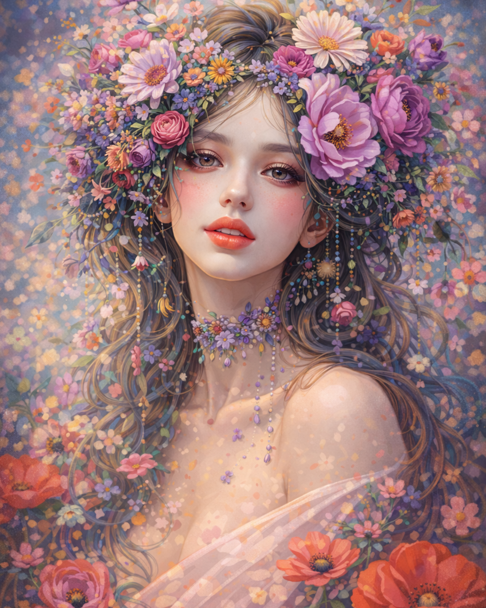 Blossom Elegance - Floral Women - BestPaintByNumbers - Paint by Numbers Custom Kit