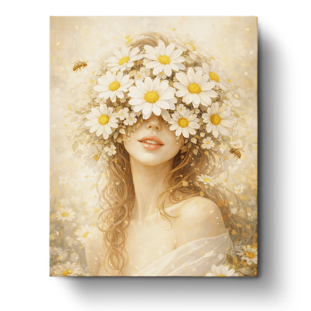 Blossoming Daisies Woman - Floral Women - BestPaintByNumbers - Paint by Numbers Custom Kit
