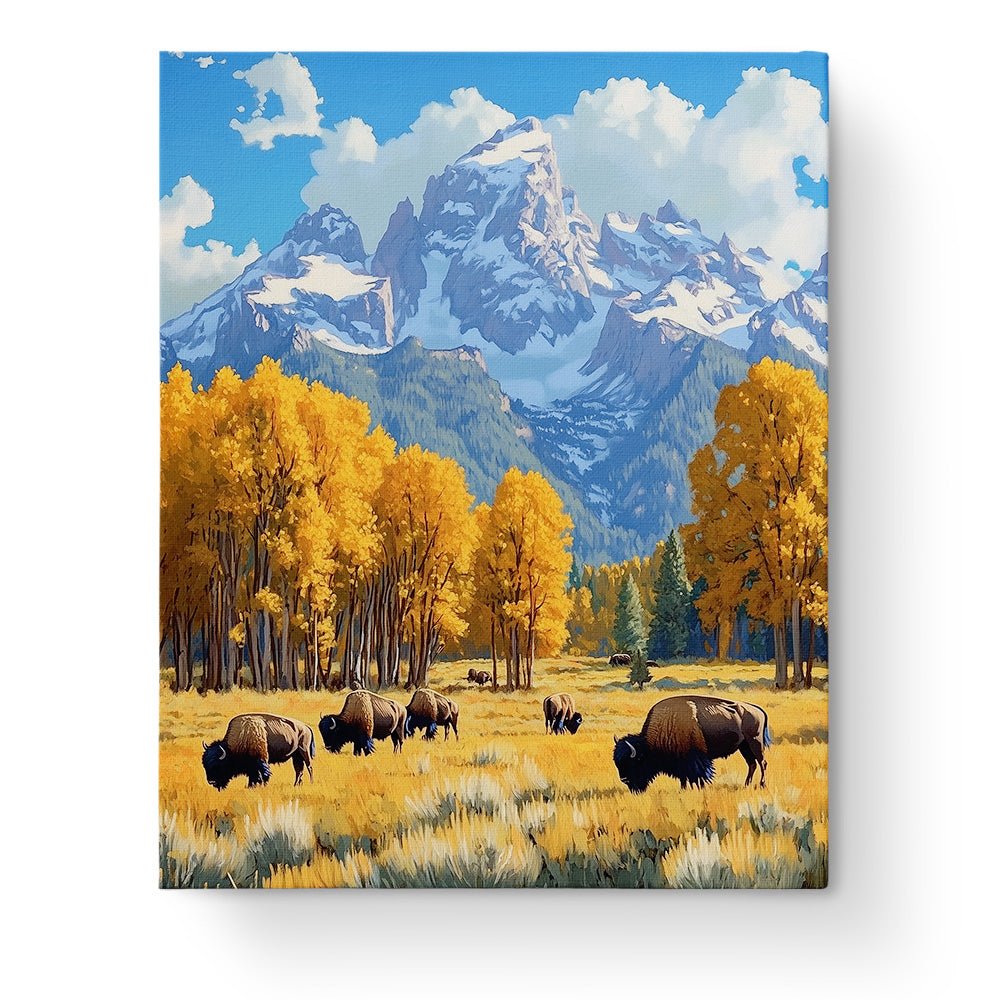 Buffalo Plains Serenity - Landscapes - BestPaintByNumbers - Paint by Numbers Custom Kit