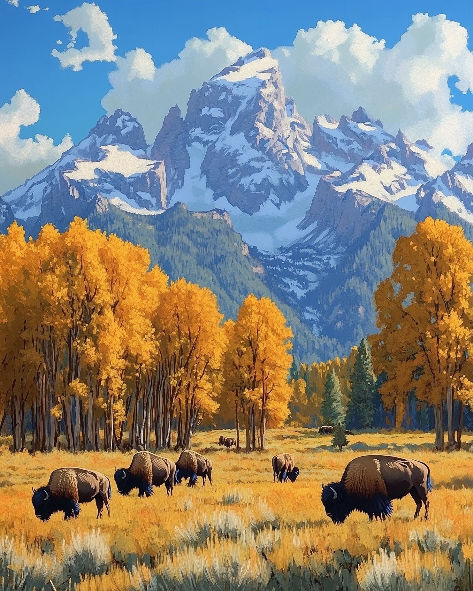 Buffalo Plains Serenity - Landscapes - BestPaintByNumbers - Paint by Numbers Custom Kit