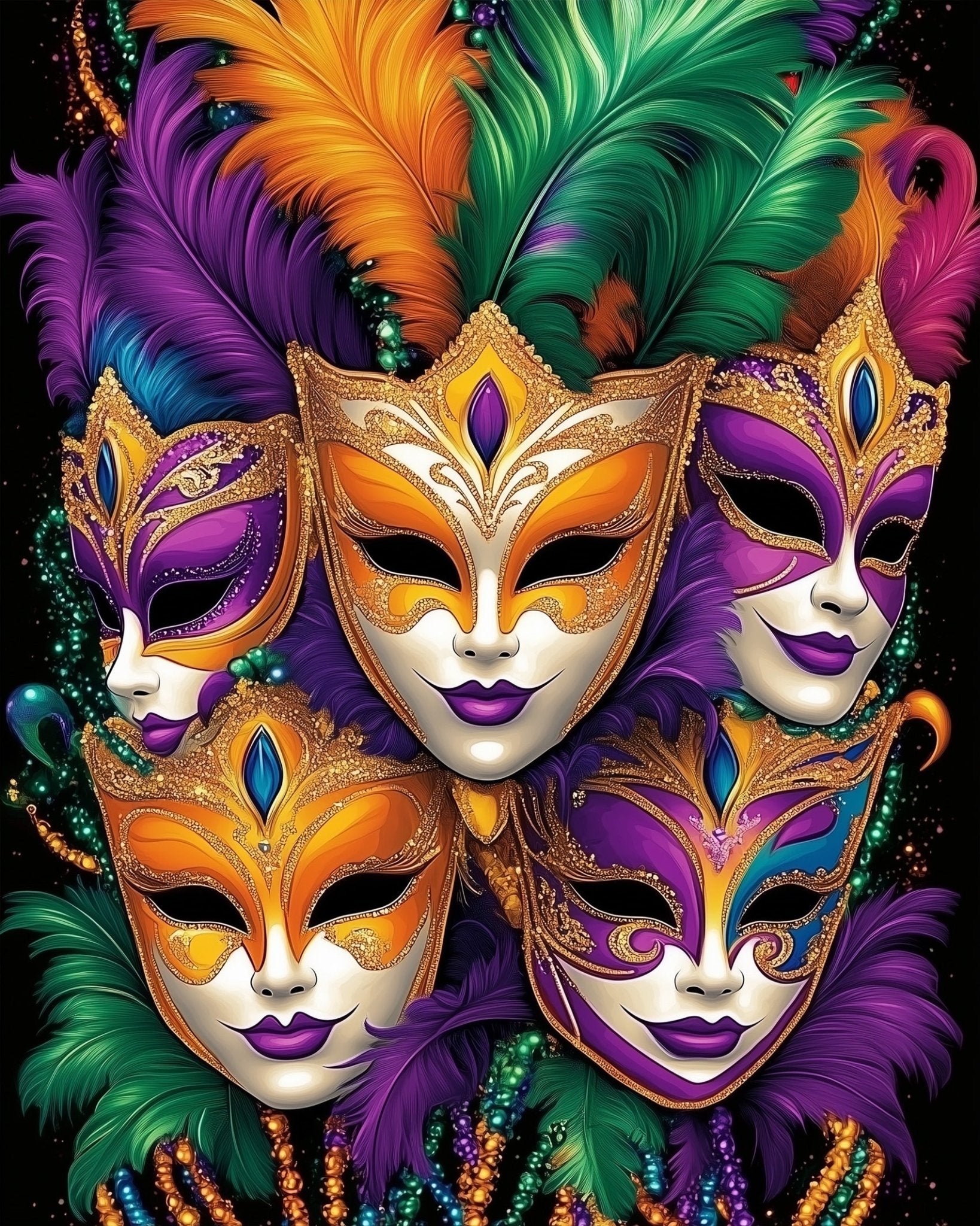 Carnival Masks Celebration - Festival of the world - BestPaintByNumbers - Paint by Numbers Custom Kit